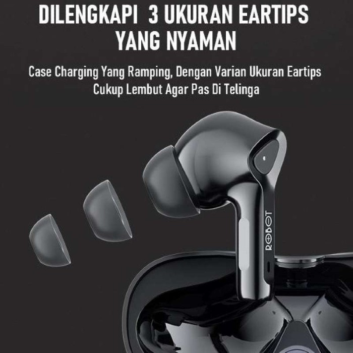 Earphone Bluetooth Wireless TWS Robot T30 Airbuds – Black